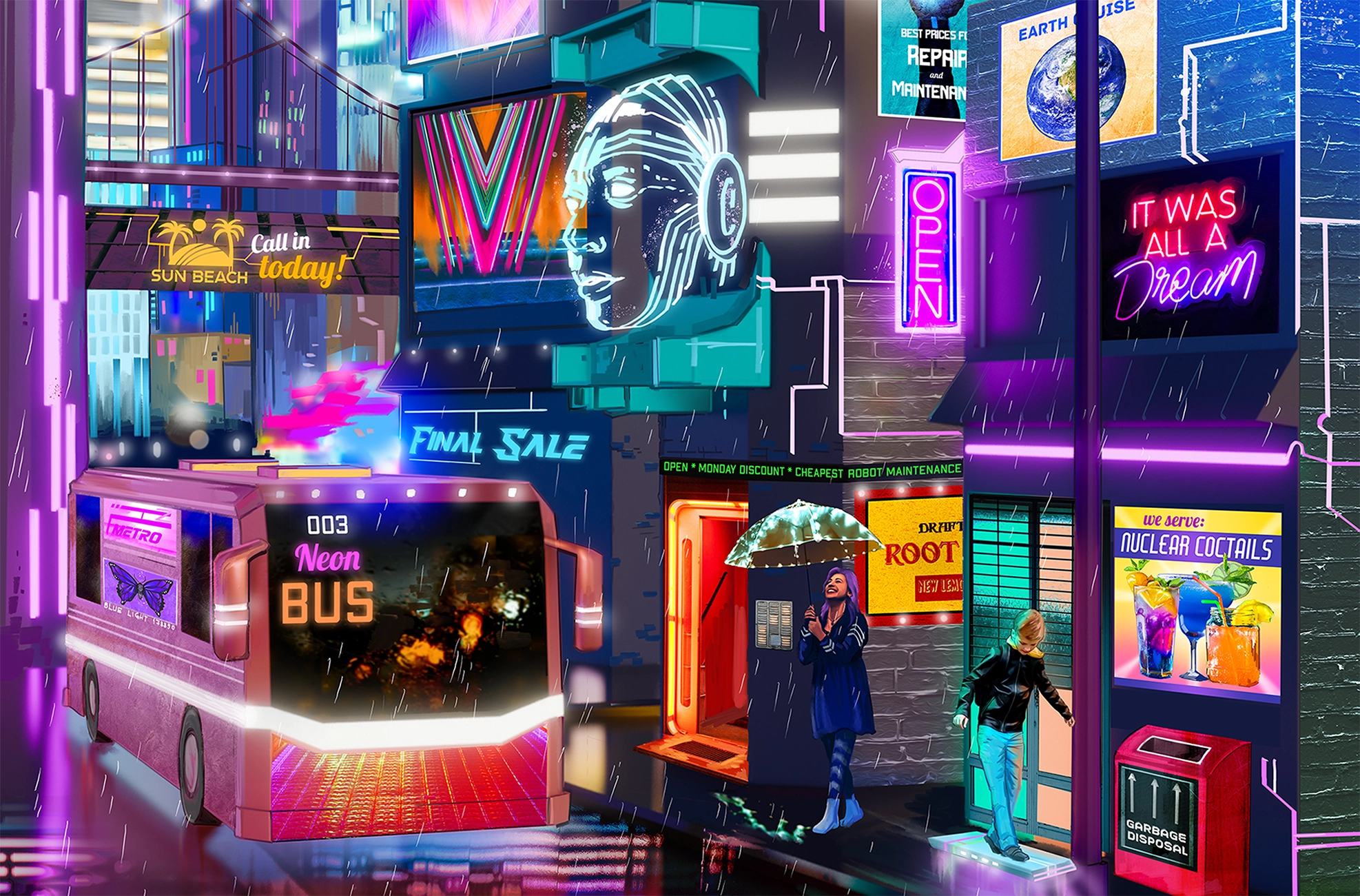 cyberpunk city illustration